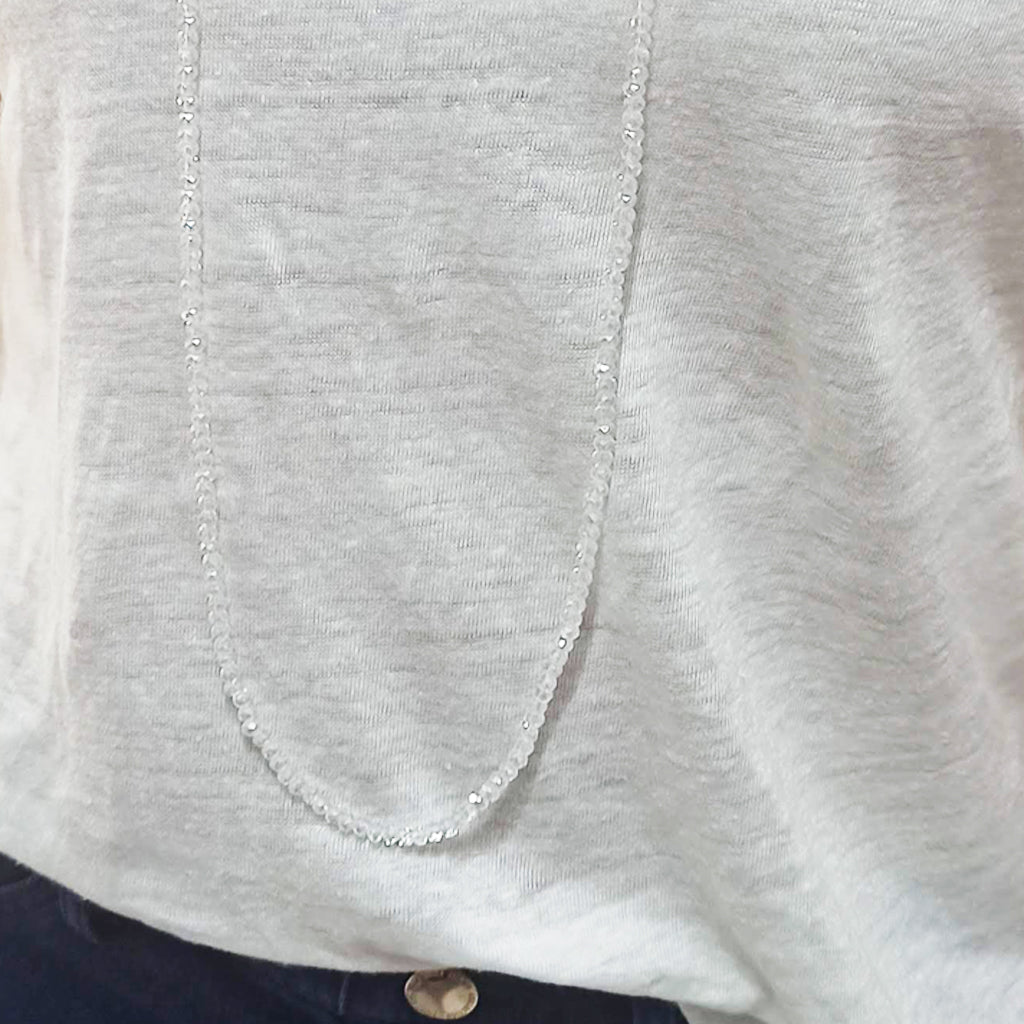 3 en 1: Collar Largo | Corto Doble | Pulsera · Blanco