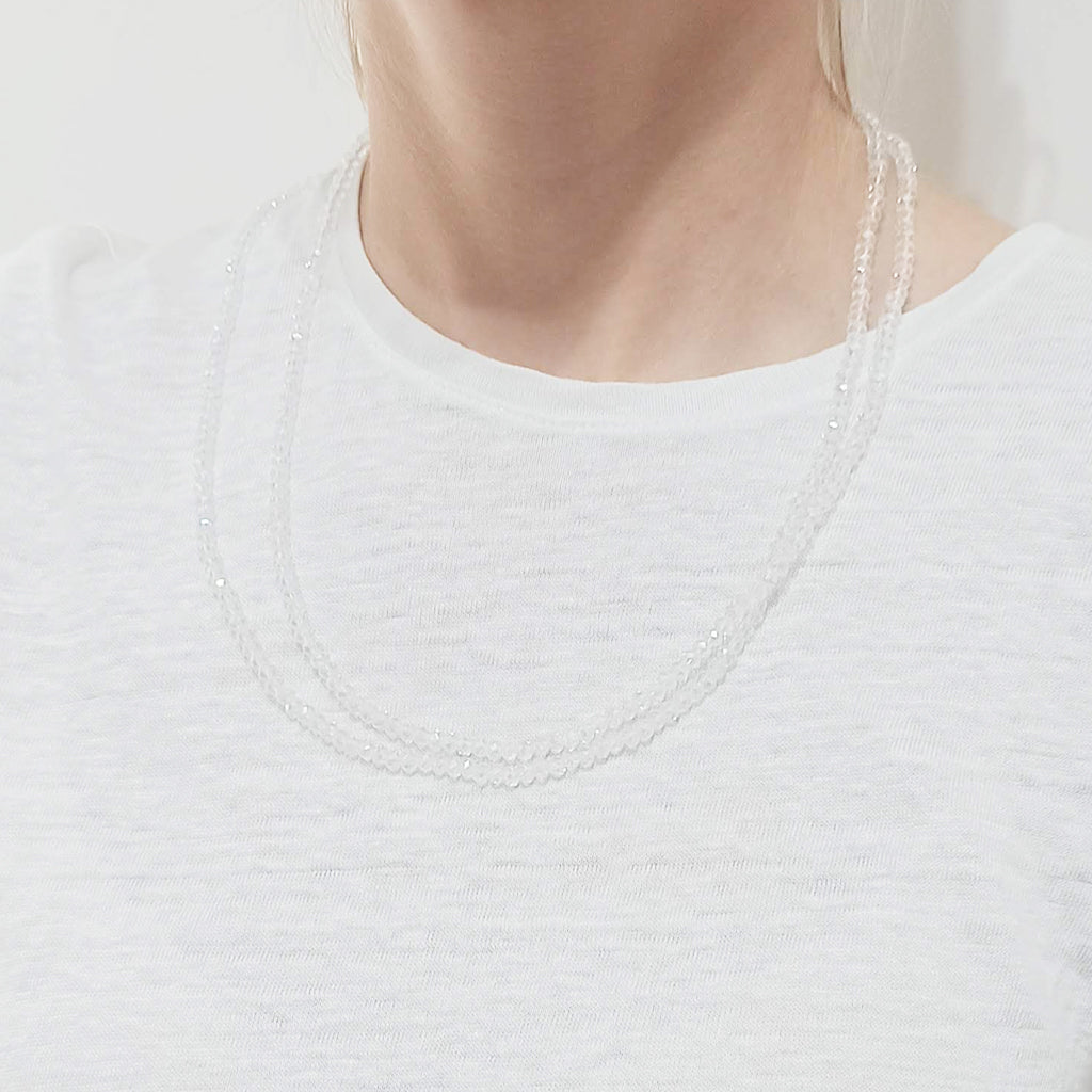 3 en 1: Collar Largo | Corto Doble | Pulsera · Blanco