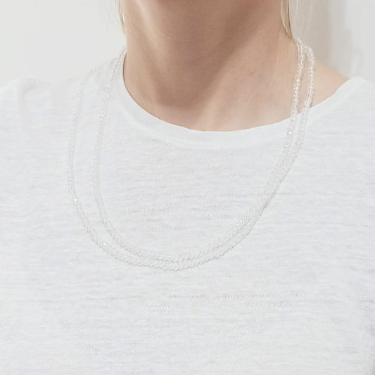 3 en 1: Collar Largo | Corto Doble | Pulsera · Blanco