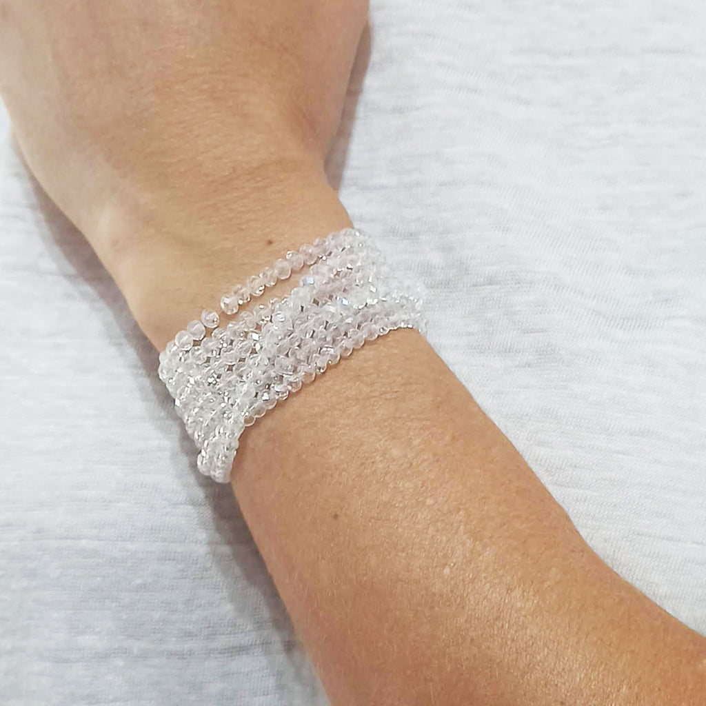 3 en 1: Collar Largo | Corto Doble | Pulsera · Blanco