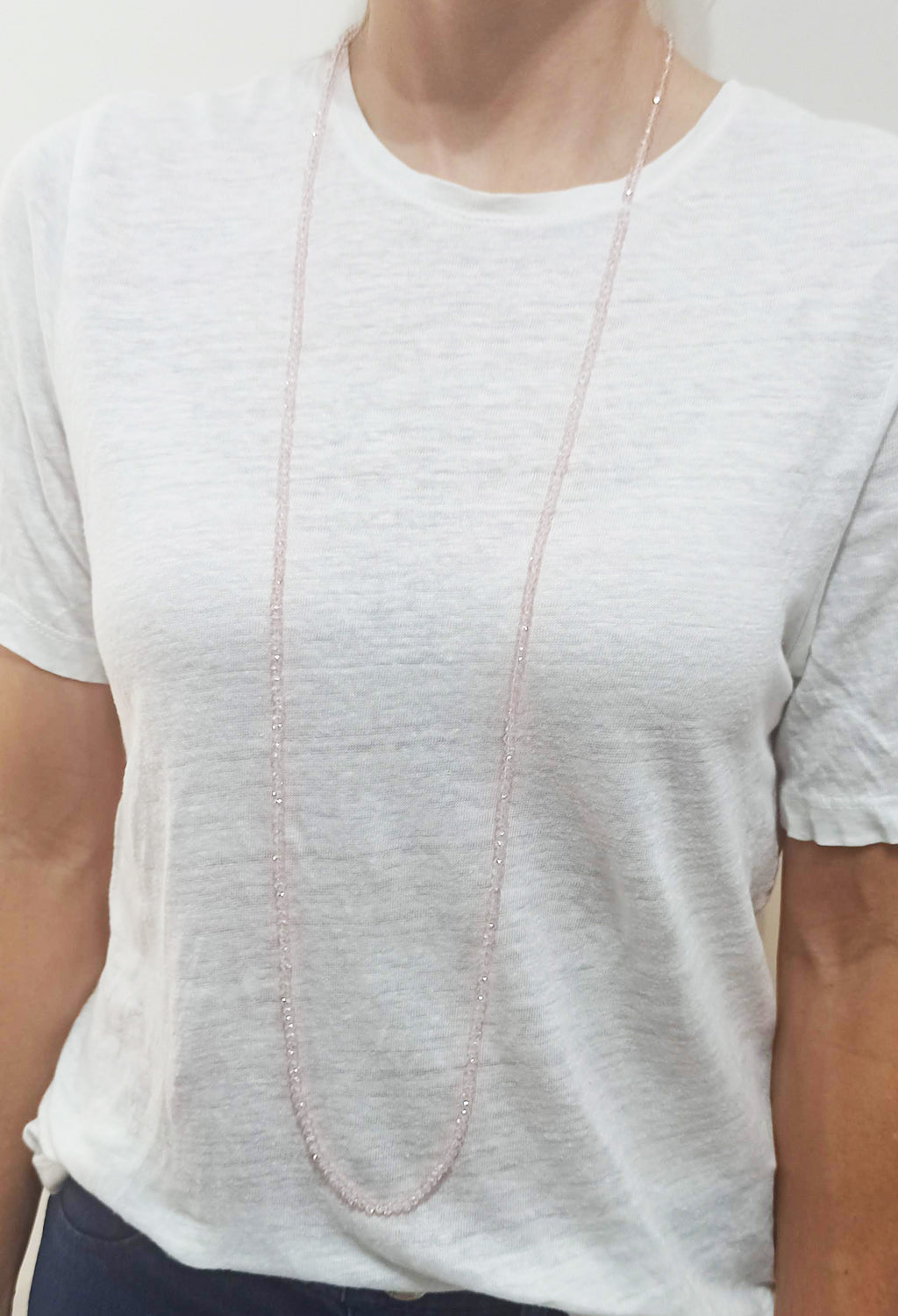 3 en 1: Collar Largo | Corto Doble | Pulsera · Rosa Claro