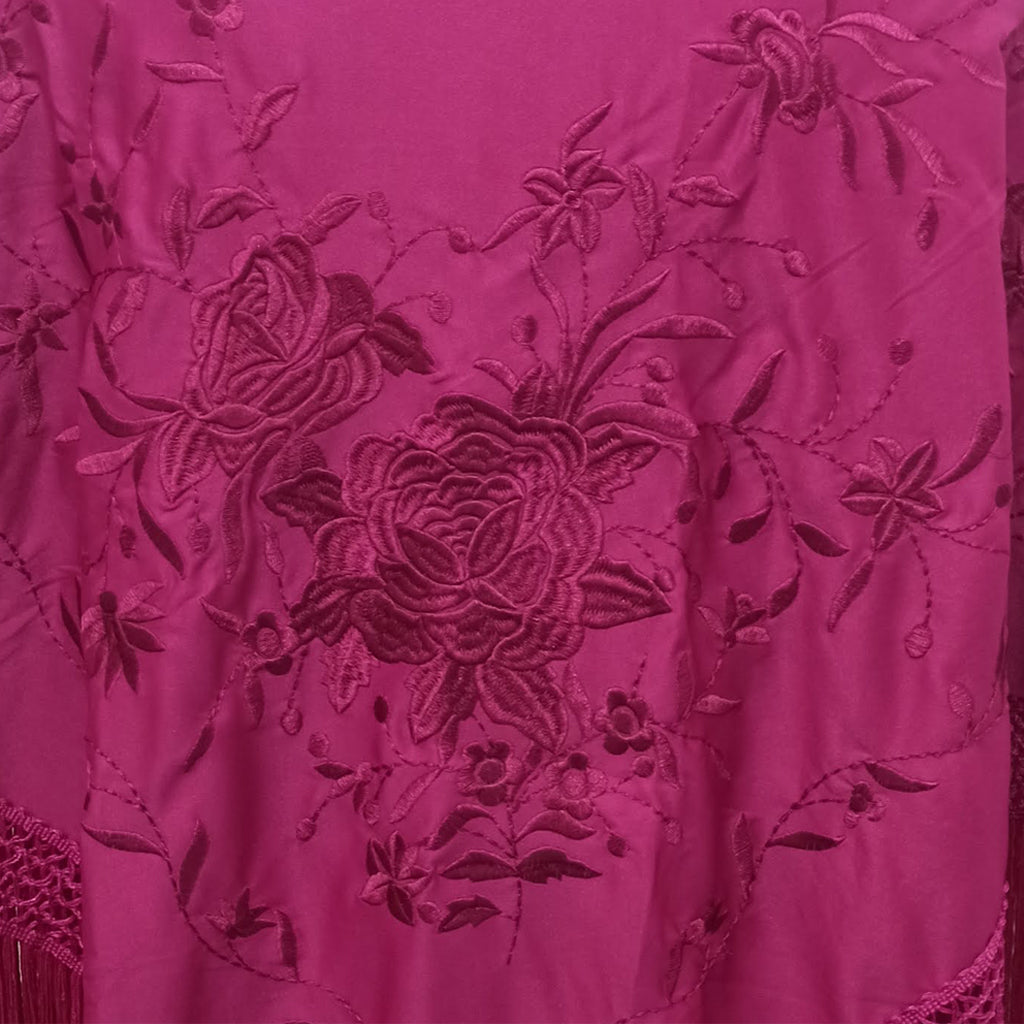 Mantón Flamenco Grande Bordado · Buganvilla Violeta (175 x 85cm)