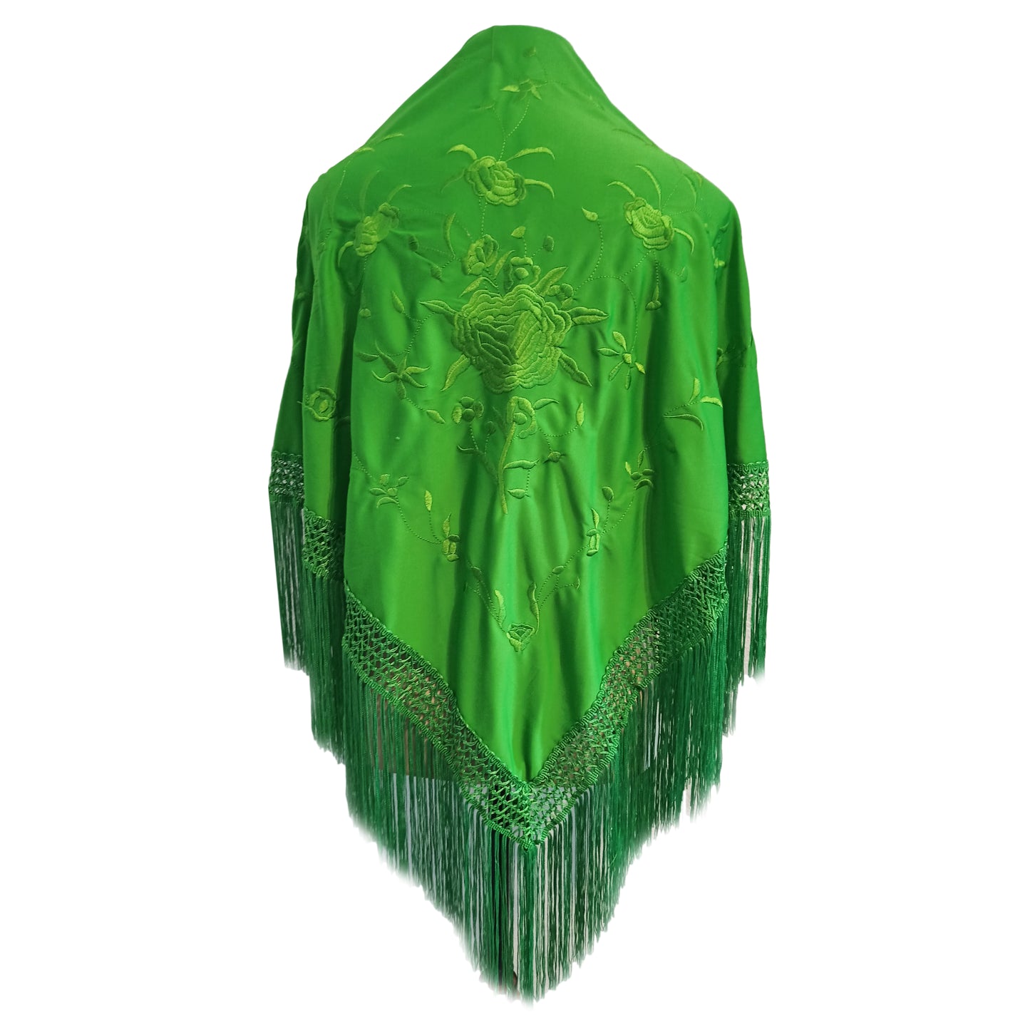 Mantón Flamenco Grande Bordado · Verde Pistacho (160 x 85cm) última unidad!