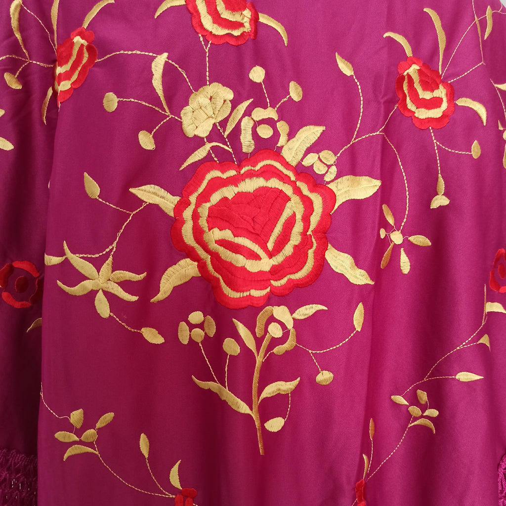 Mantón Flamenco Grande Bordado · Buganvilla Rojo Dorado (160 x 85cm) última unidad!