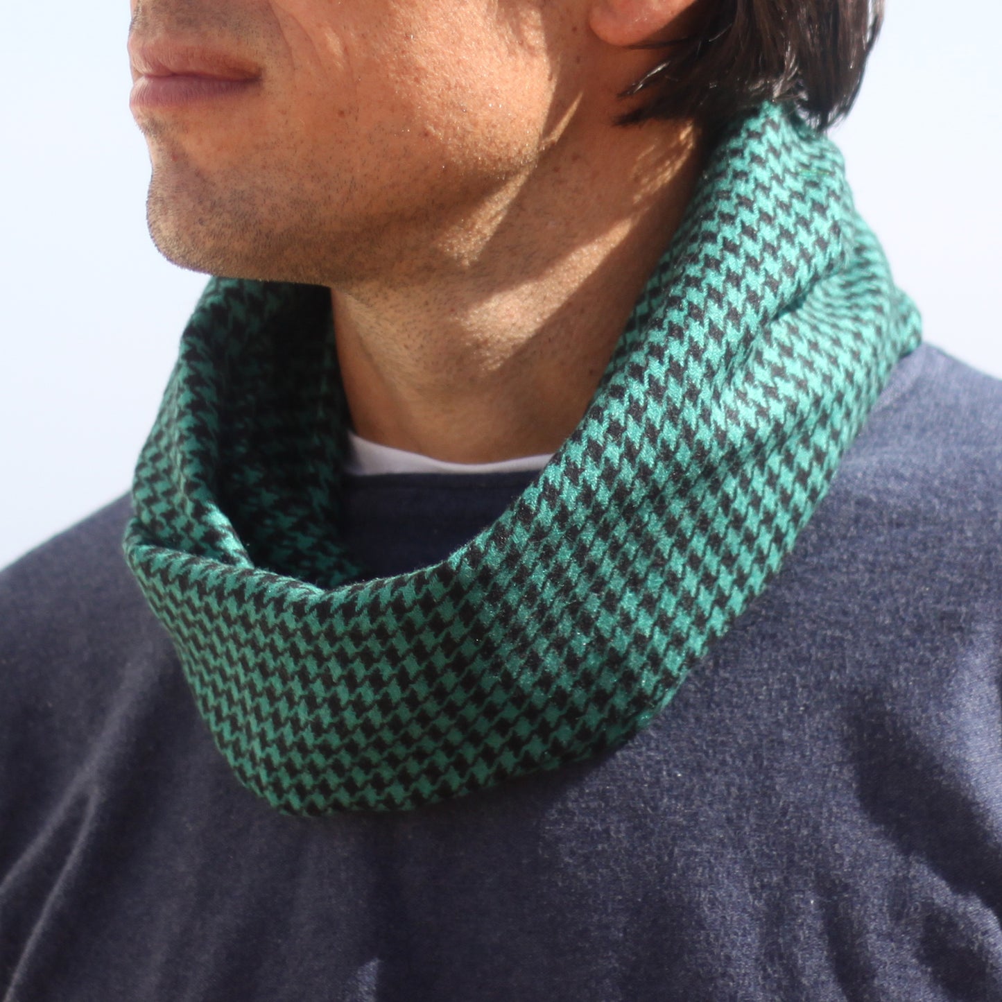 Bufanda Cuello Hombre · Pata Gallo Verde Turquesa Negro (última unidad!)