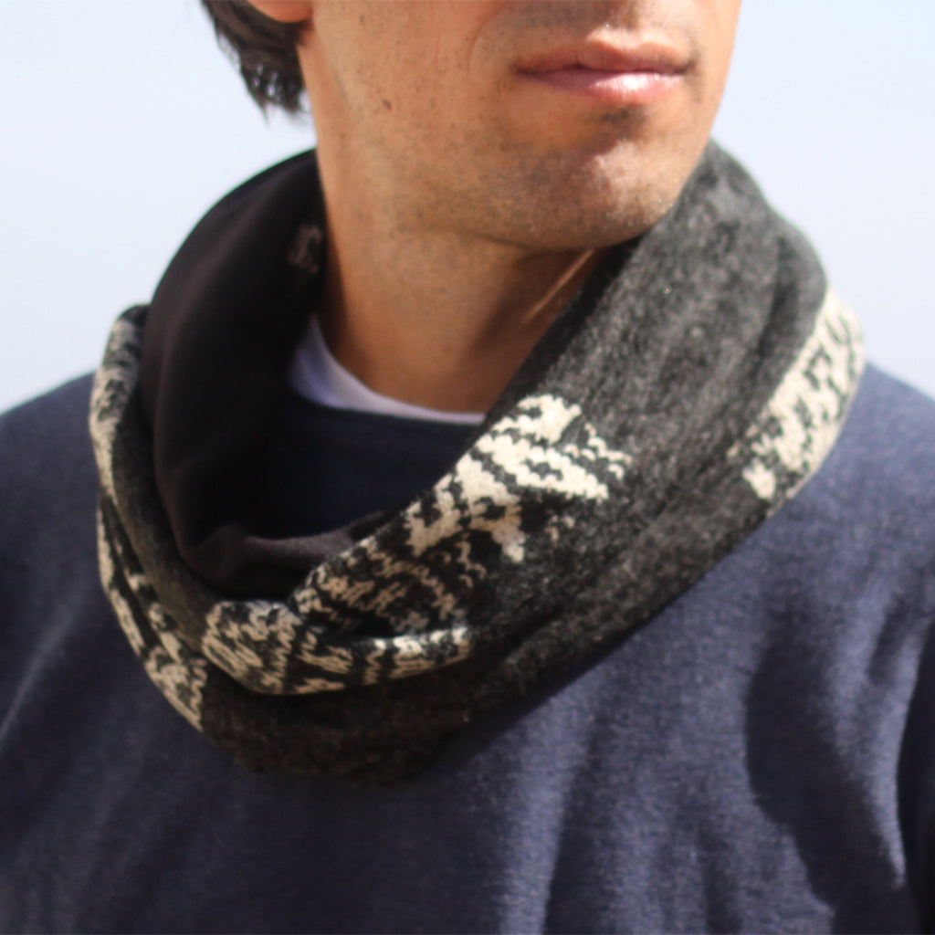 Bufanda Cuello Hombre · Nieve Blanco Negro