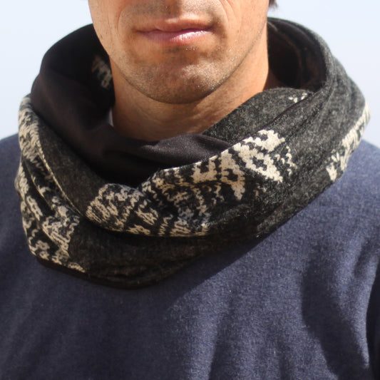 Bufanda Cuello Hombre · Nieve Blanco Negro