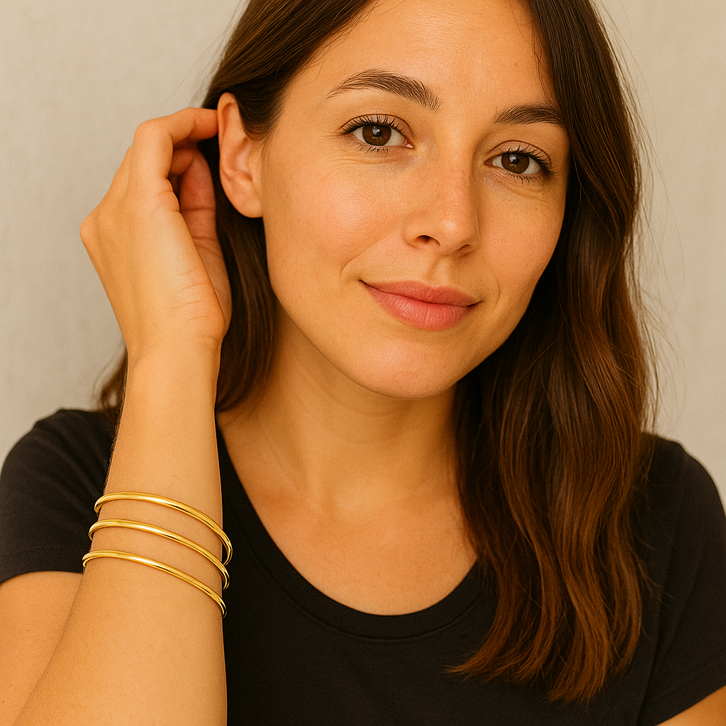 Set de 3 Pulseras budistas Brazaletes metálicos estilo Buda · Ligeros, elegantes y con significado