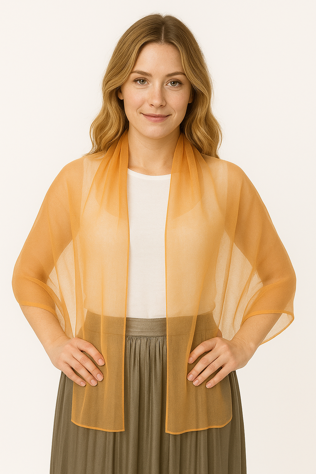 Chal de Chifón – Ligero, Elegante y Hecho en España · Color Naranja (50x150cm) últimas unidades!