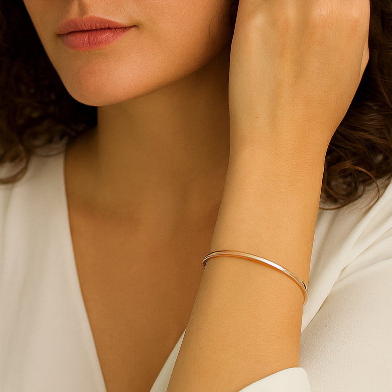 Brazalete Oro Rosa Aro Ovadado Pulsera Rígida Fina · Oro Rosa Brillo (última unidad!)