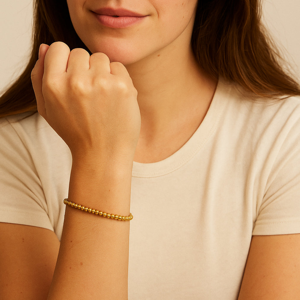 Brazalete Dorado Texturizado · “Pebble Dots” Oro Brillo