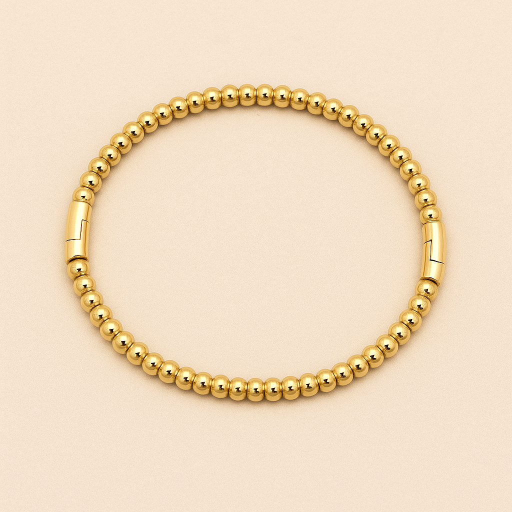 Brazalete Dorado Texturizado · “Pebble Dots” Oro Brillo