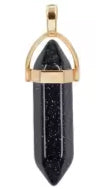 Péndulo Hexagonal de Piedra Semipreciosa Natural con Collar Corto Dorado · Negro Brillo (últimas unidades!)