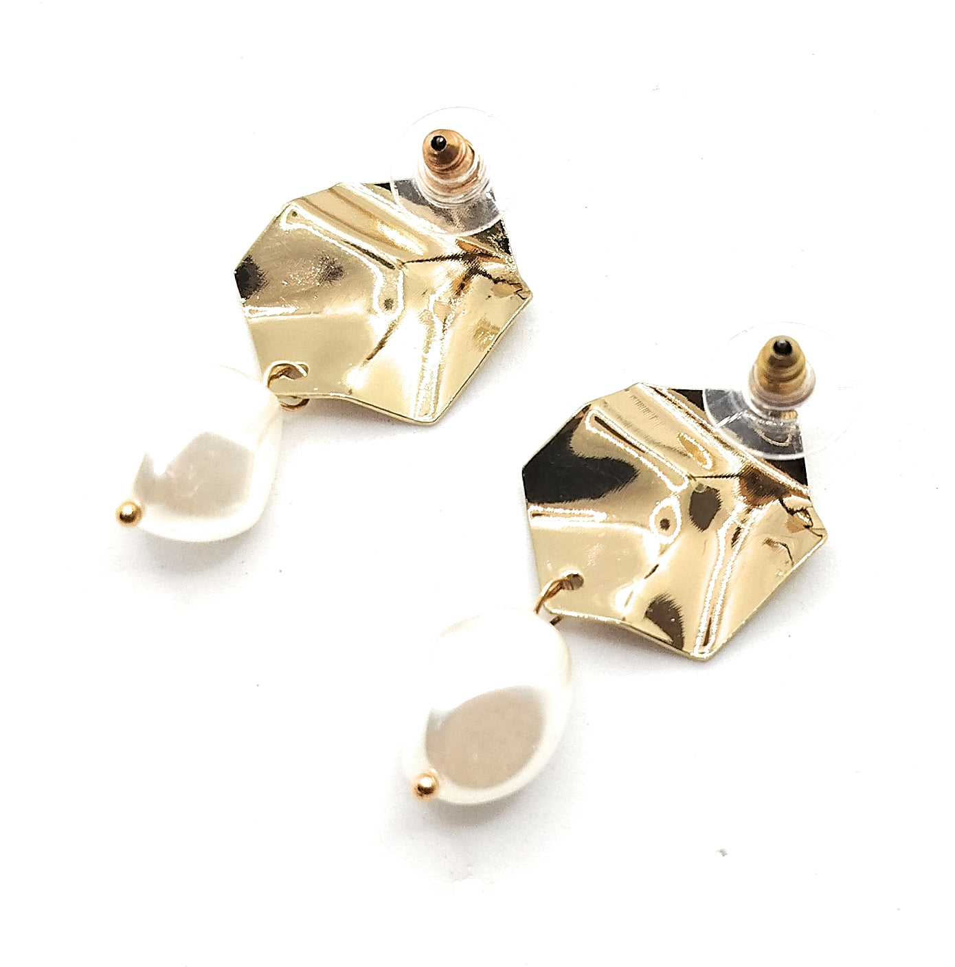 Pendientes dorados largos · Oro Brillo Perla