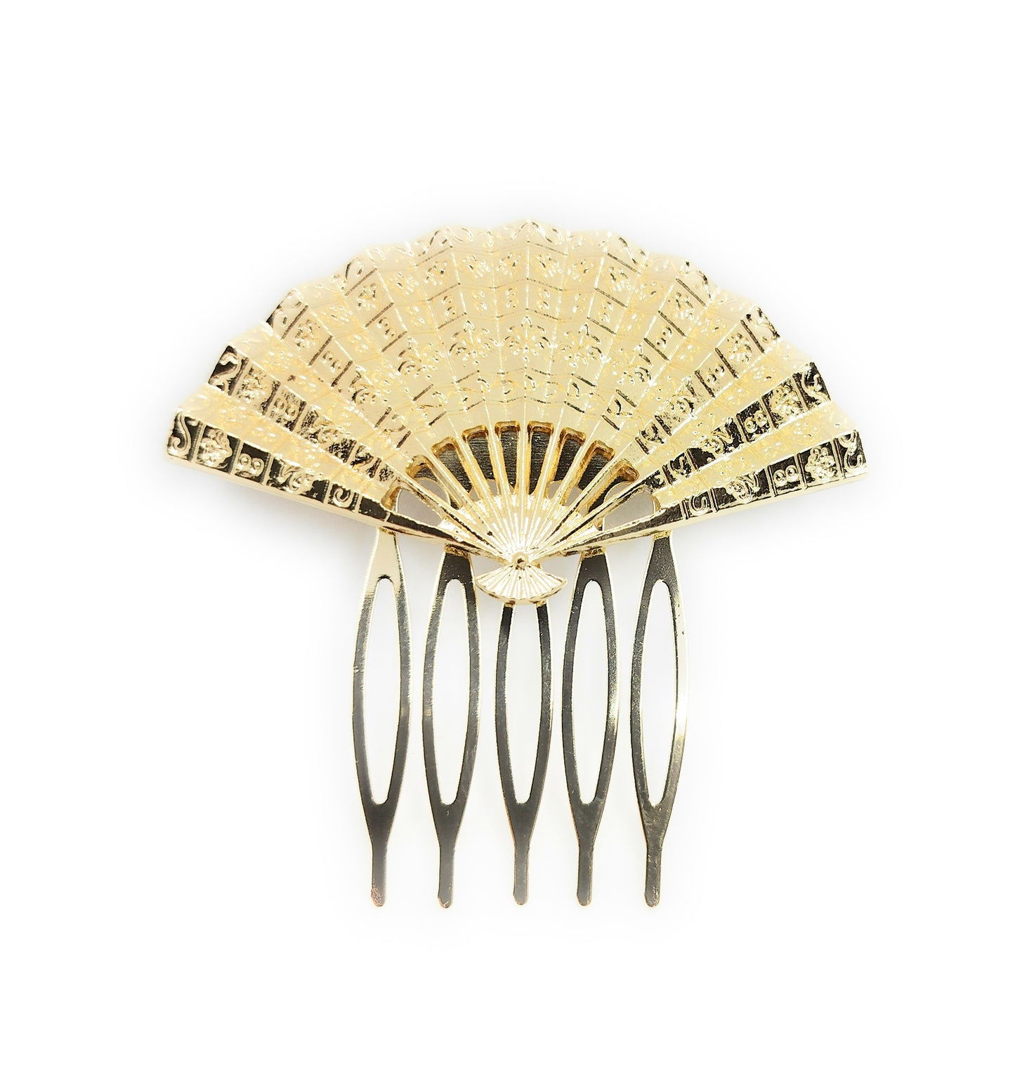 Peineta Flamenca Dorada Mediana · Abanico Oro Brillo Talla M