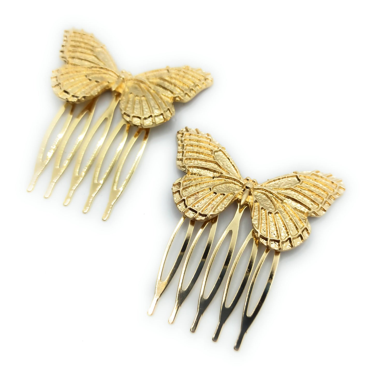 Peinetas Doradas Medianas · Mariposas Oro Brillo Talla M (Pack 2 uds)