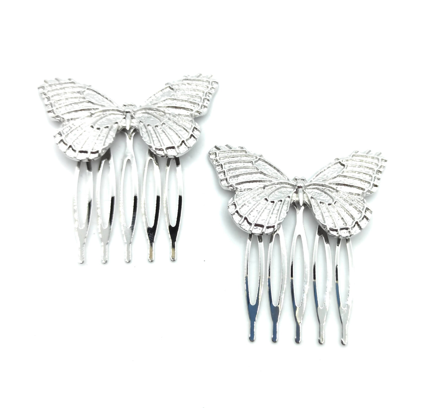 Peinetas Plateadas Medianas · Mariposas Plateadas Talla M (Pack 2 uds)
