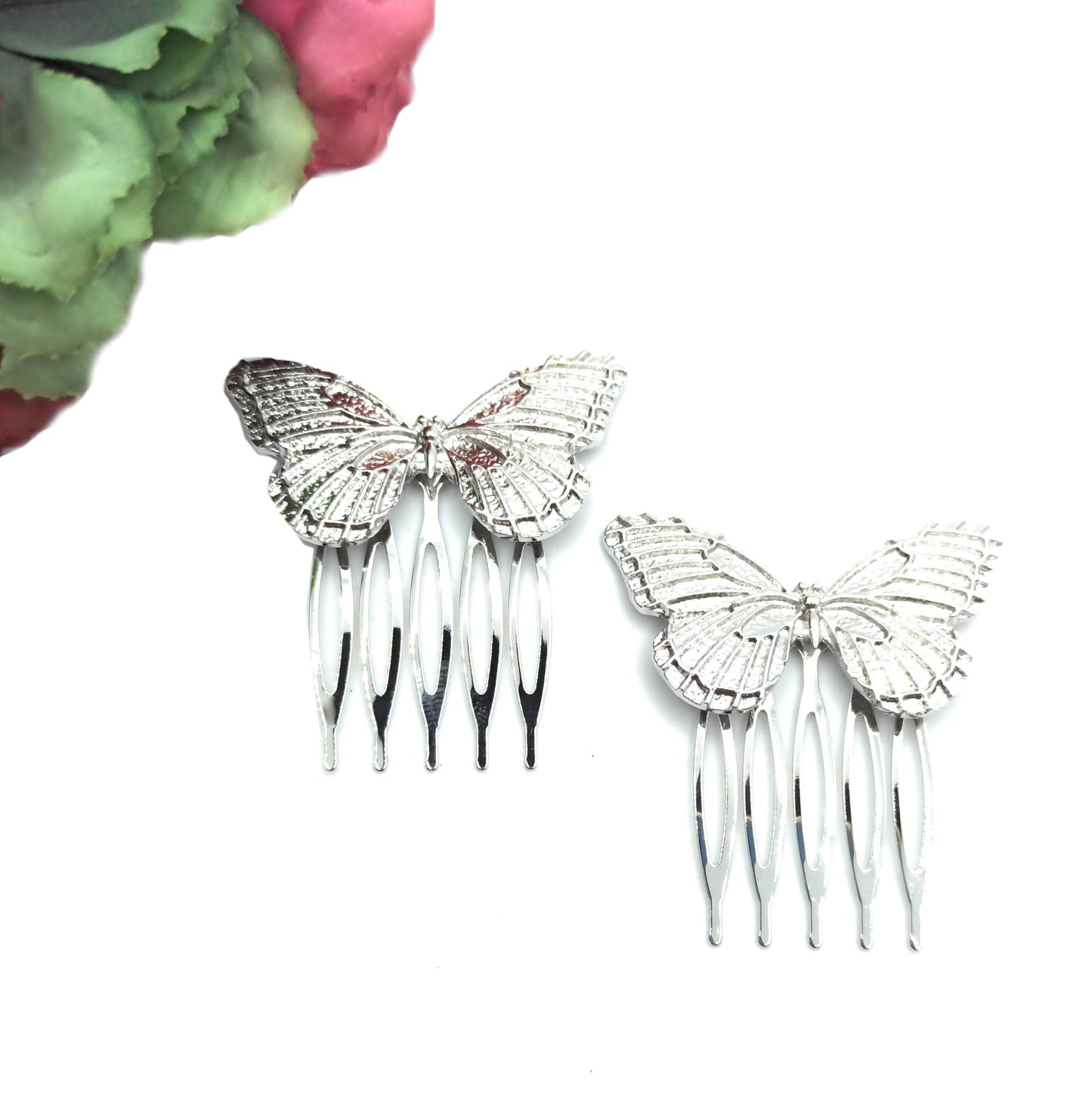 Peinetas Plateadas Medianas · Mariposas Plateadas Talla M (Pack 2 uds)