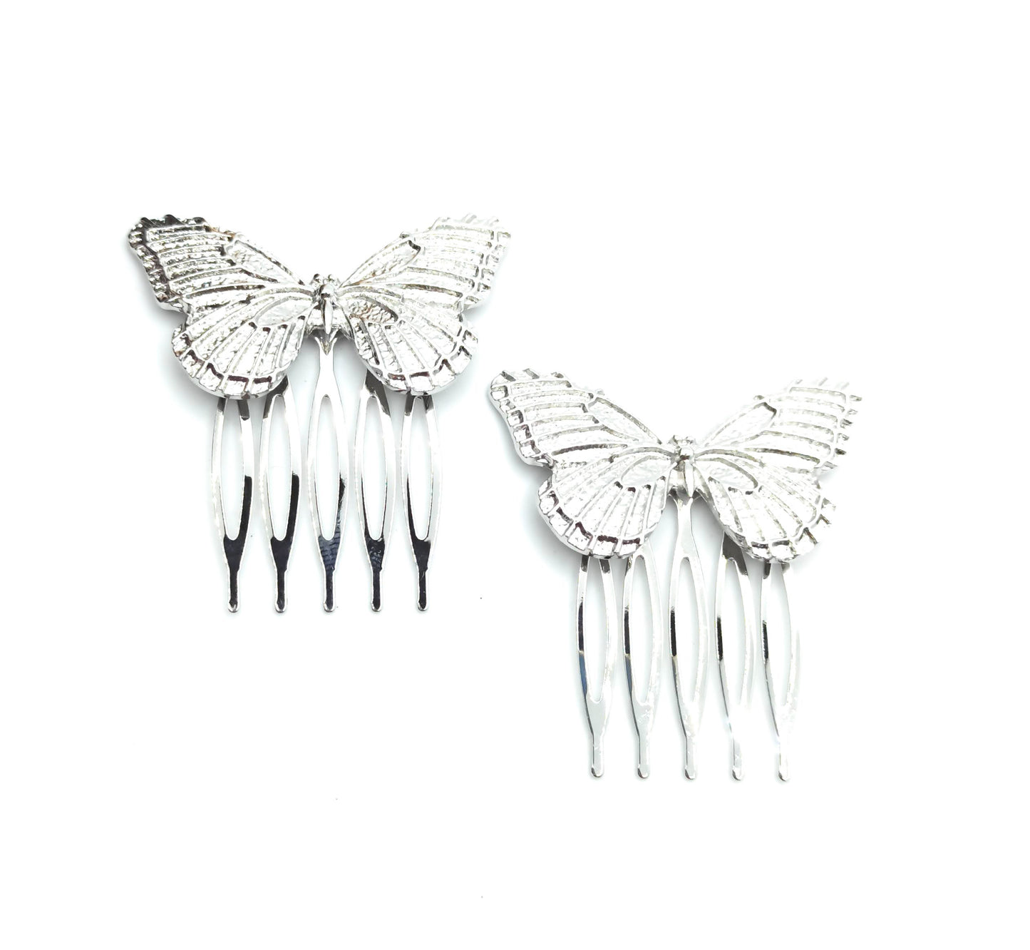 Peinetas Plateadas Medianas · Mariposas Plateadas Talla M (Pack 2 uds)