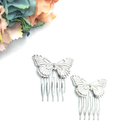 Peinetas Plateadas Medianas · Mariposas Plateadas Talla M (Pack 2 uds)