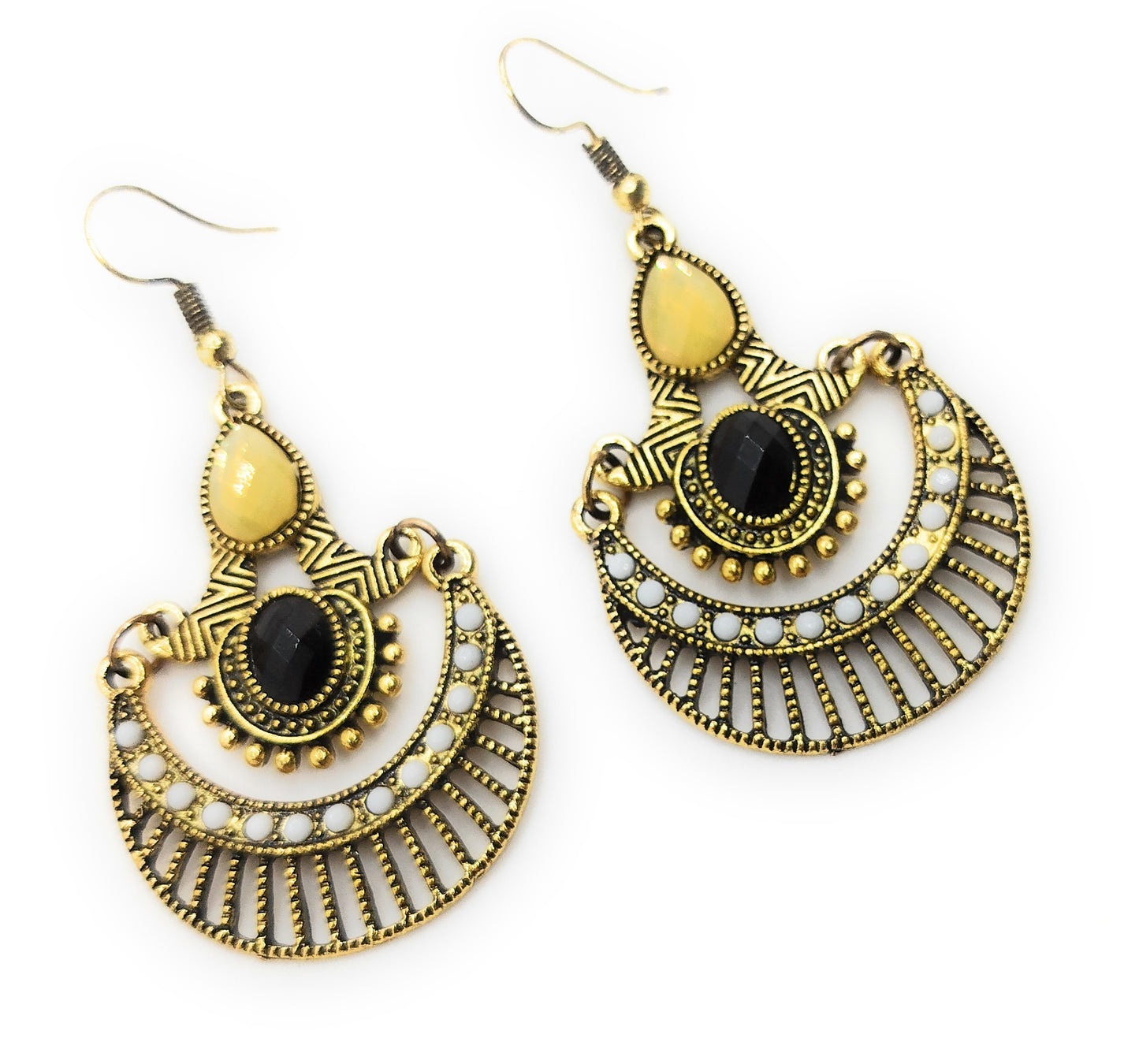 Pendientes Largos Dorados · Negro Blanco