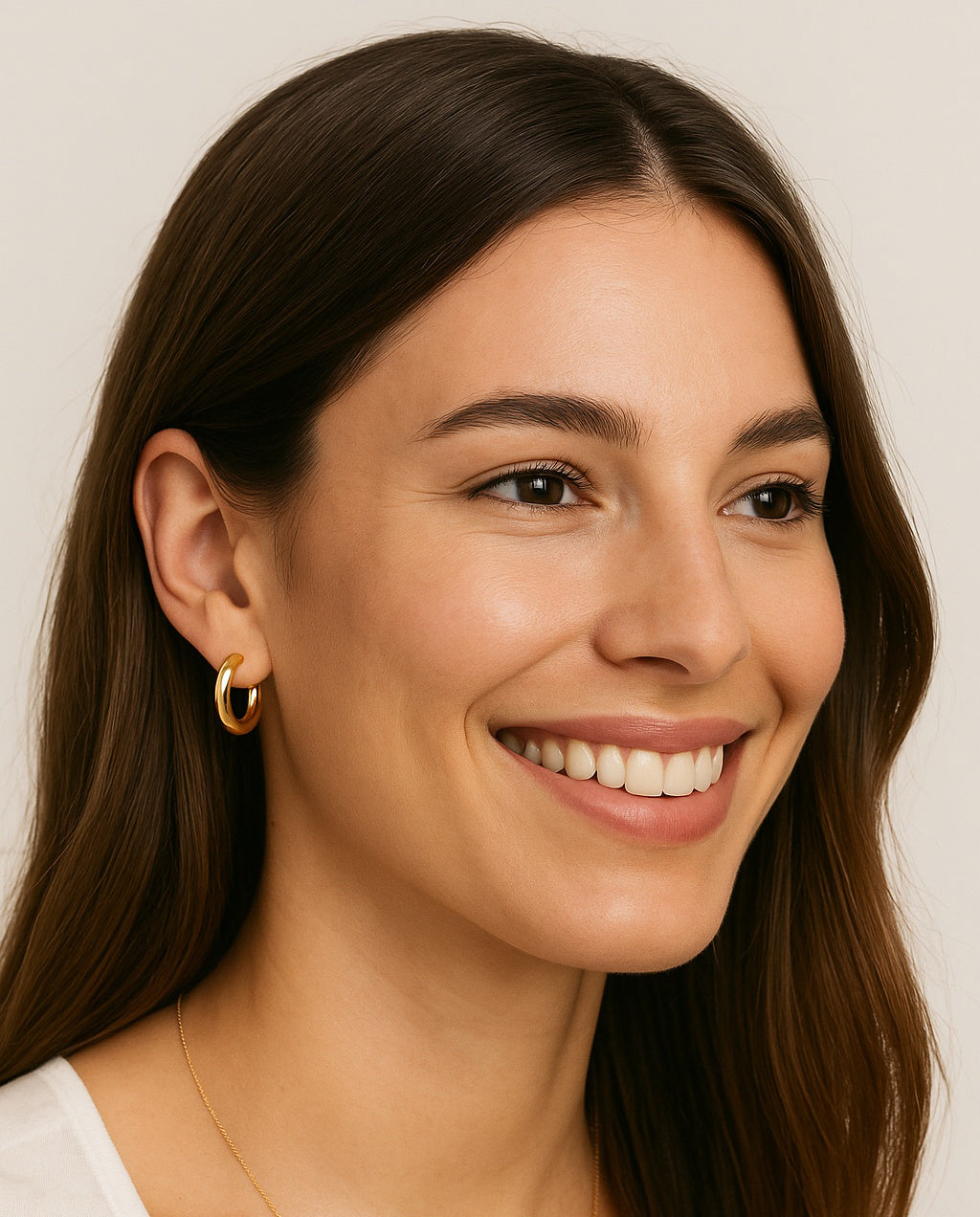 Pendientes Aro Dorados Pequeños Acabado en Oro · Talla S (Ø 1,5 cm)