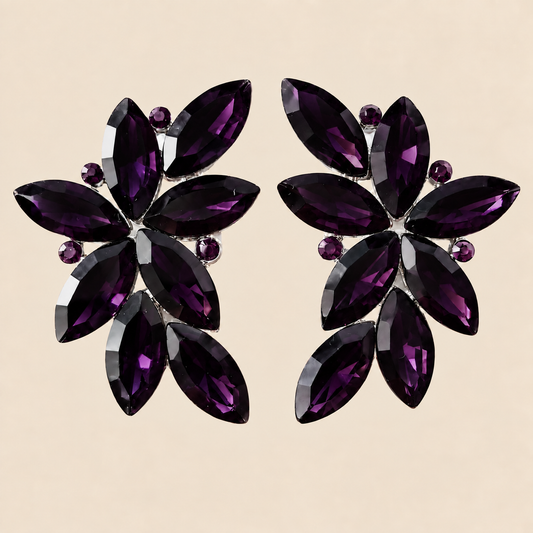 Boucles d'oreilles florales spectaculaires · Cristaux violets, argent (dernière pièce !)