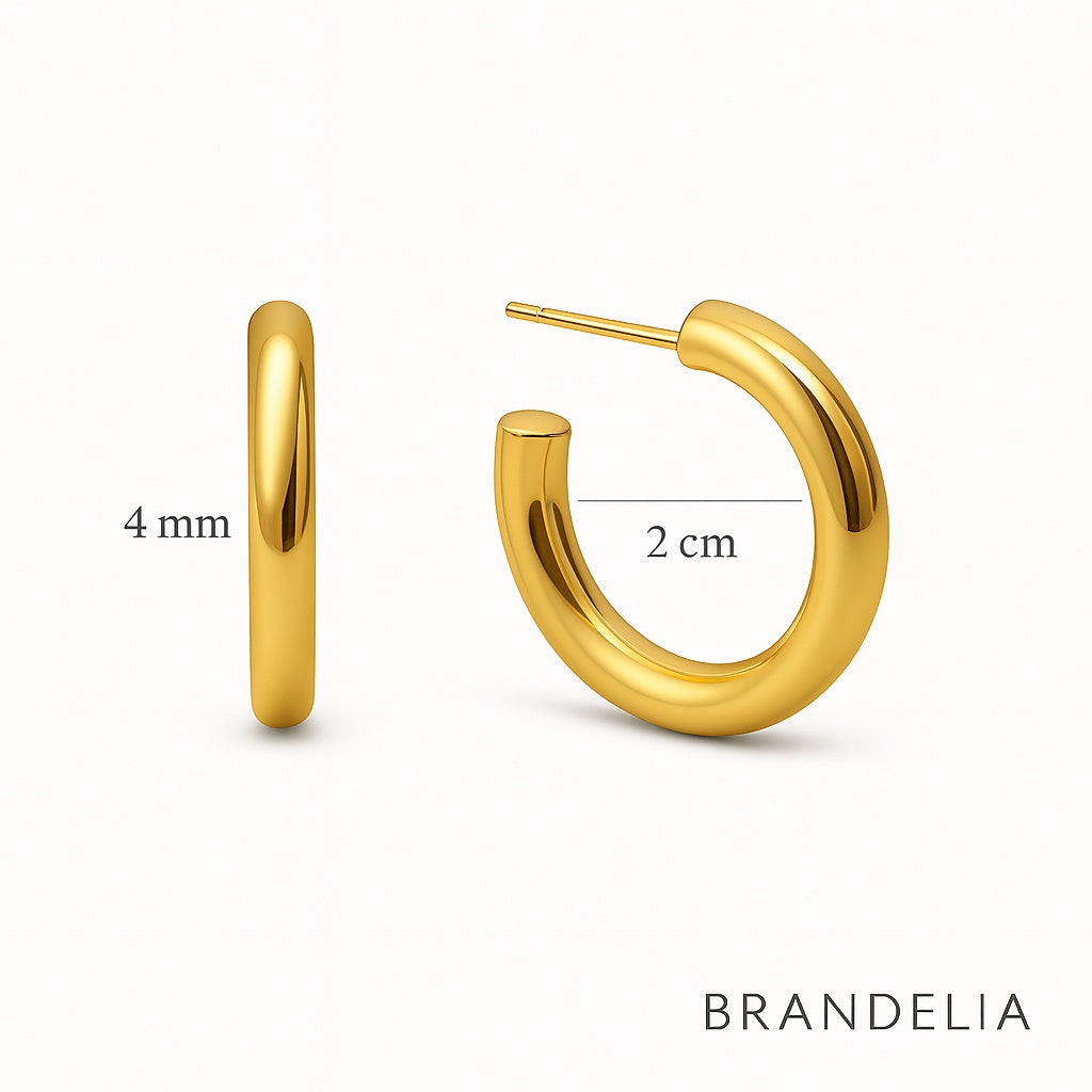 Pendientes Aro Dorados Medianos Acabado en Oro · Talla M (Ø 2 cm)