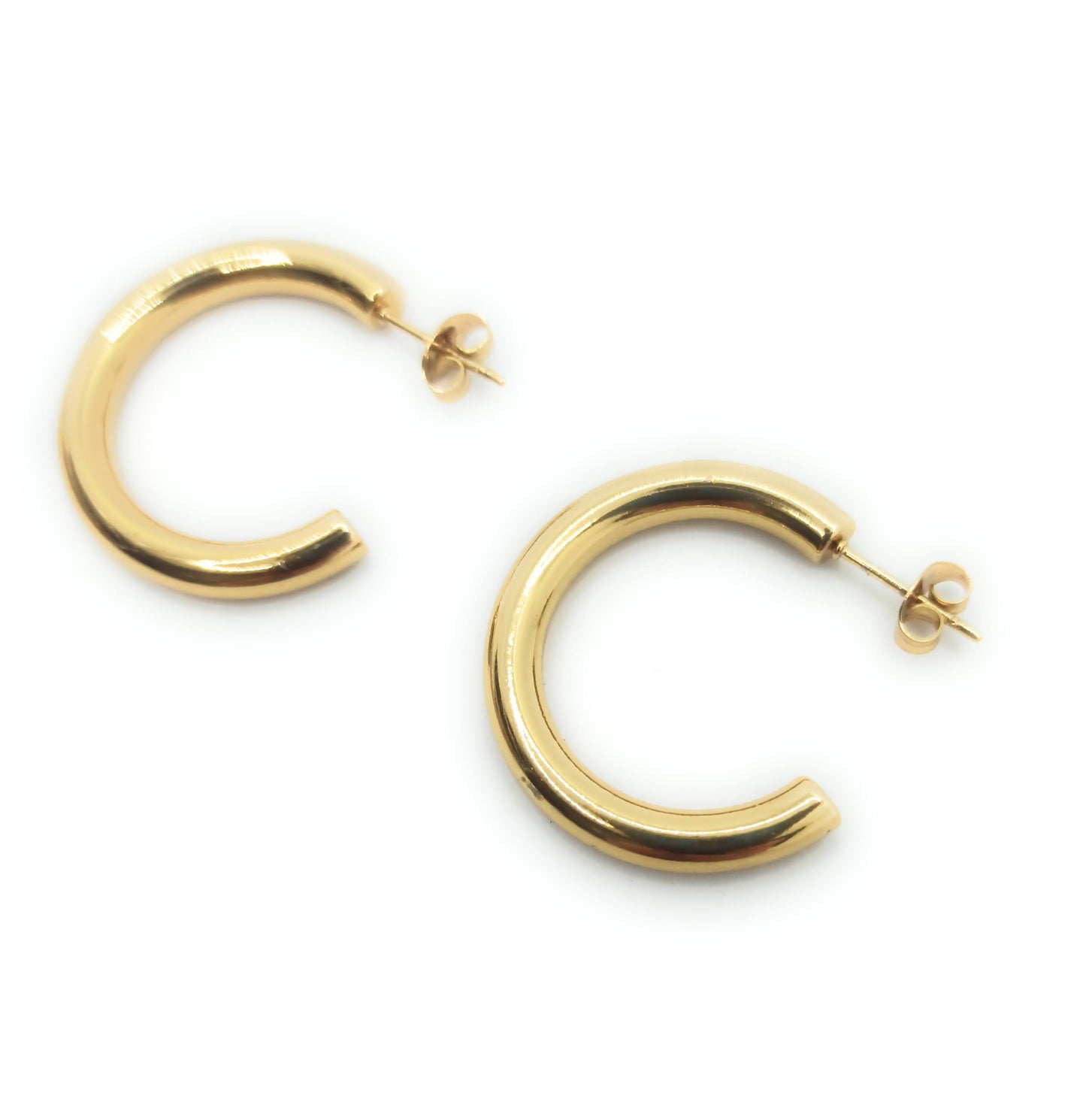 Pendientes Aro Dorados Medianos Acabado en Oro · Talla M (Ø 2 cm)