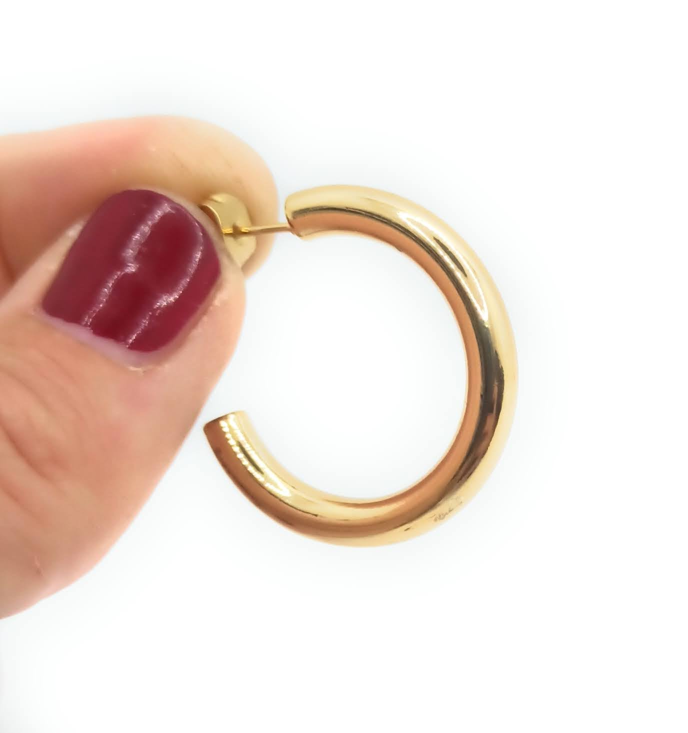 Pendientes Aro Dorados Medianos Acabado en Oro · Talla M (Ø 2 cm)