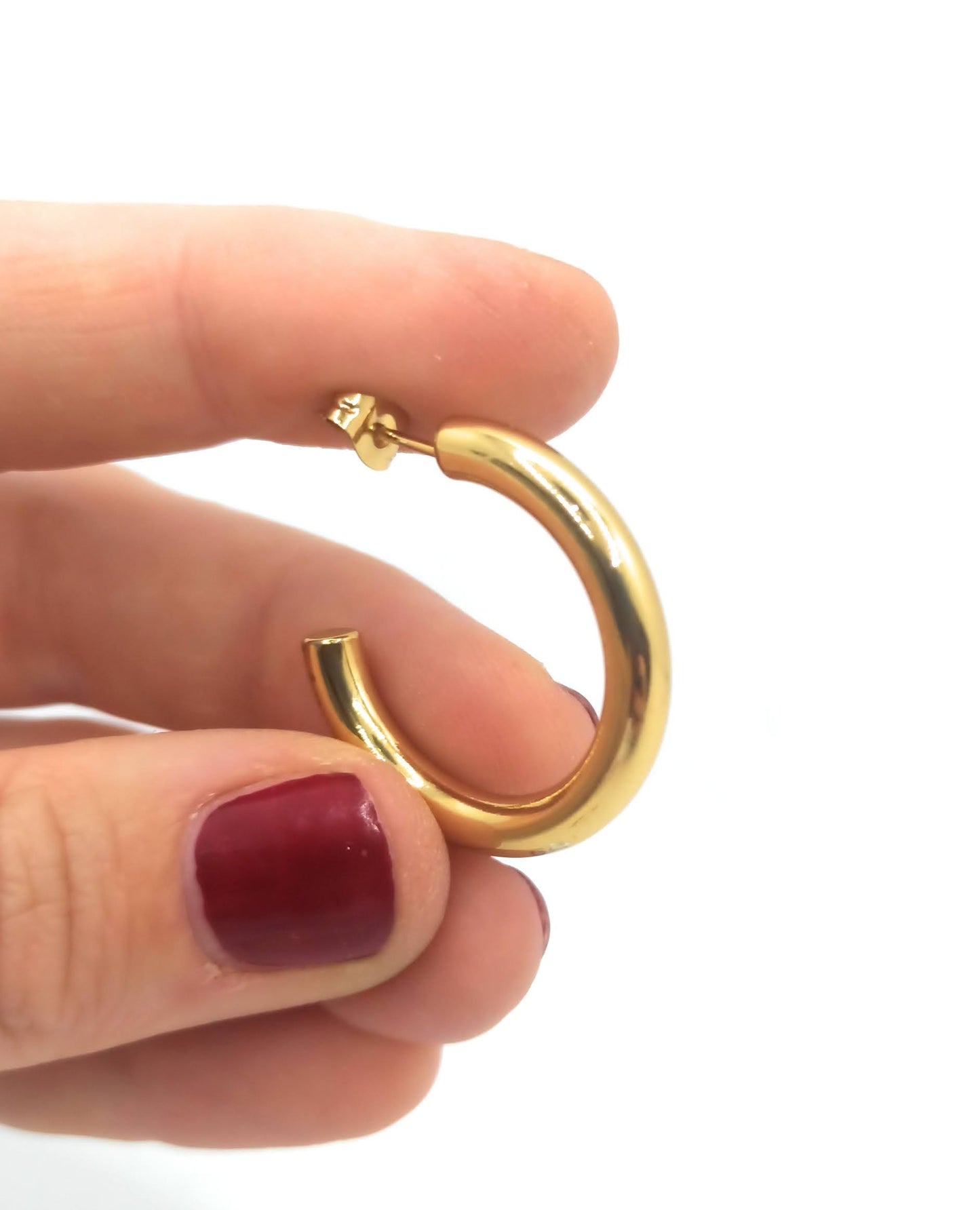 Pendientes Aro Dorados Medianos Acabado en Oro · Talla M (Ø 2 cm)