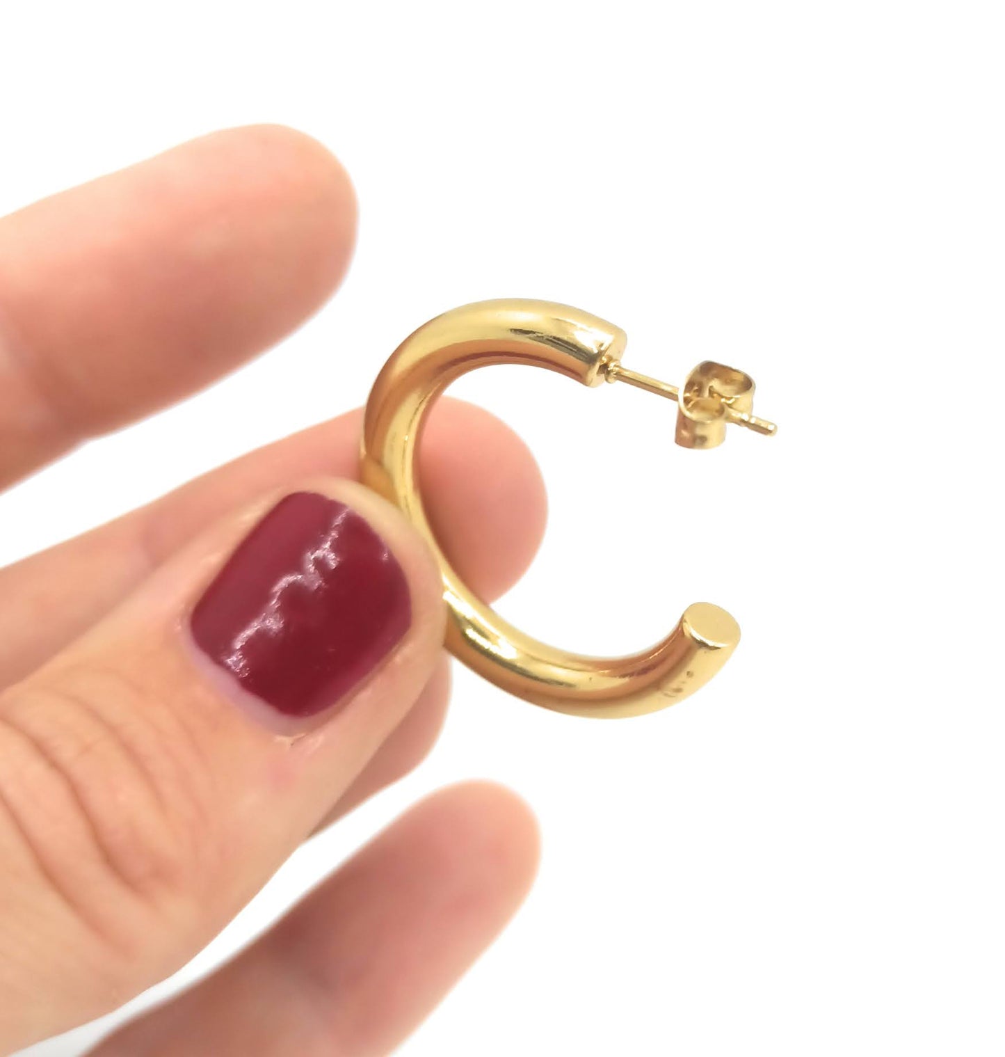 Pendientes Aro Dorados Medianos Acabado en Oro · Talla M (Ø 2 cm)