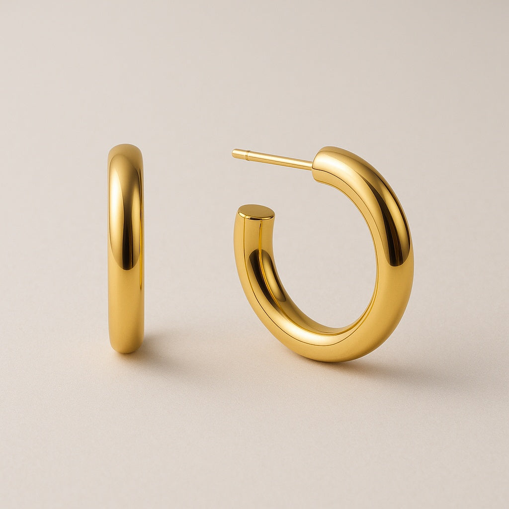 Pendientes Aro Dorados Pequeños Acabado en Oro · Talla S (Ø 1,5 cm)