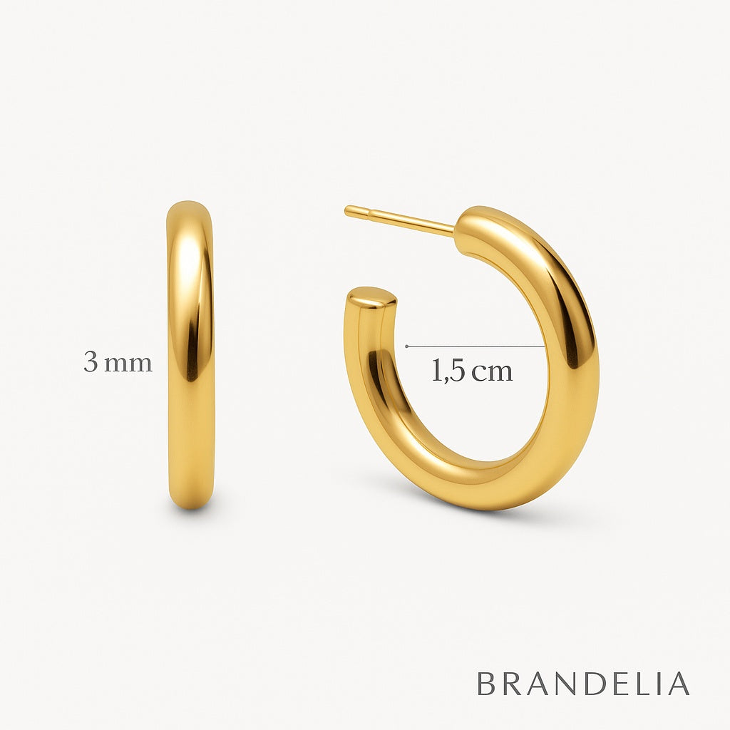 Pendientes Aro Dorados Pequeños Acabado en Oro · Talla S (Ø 1,5 cm)