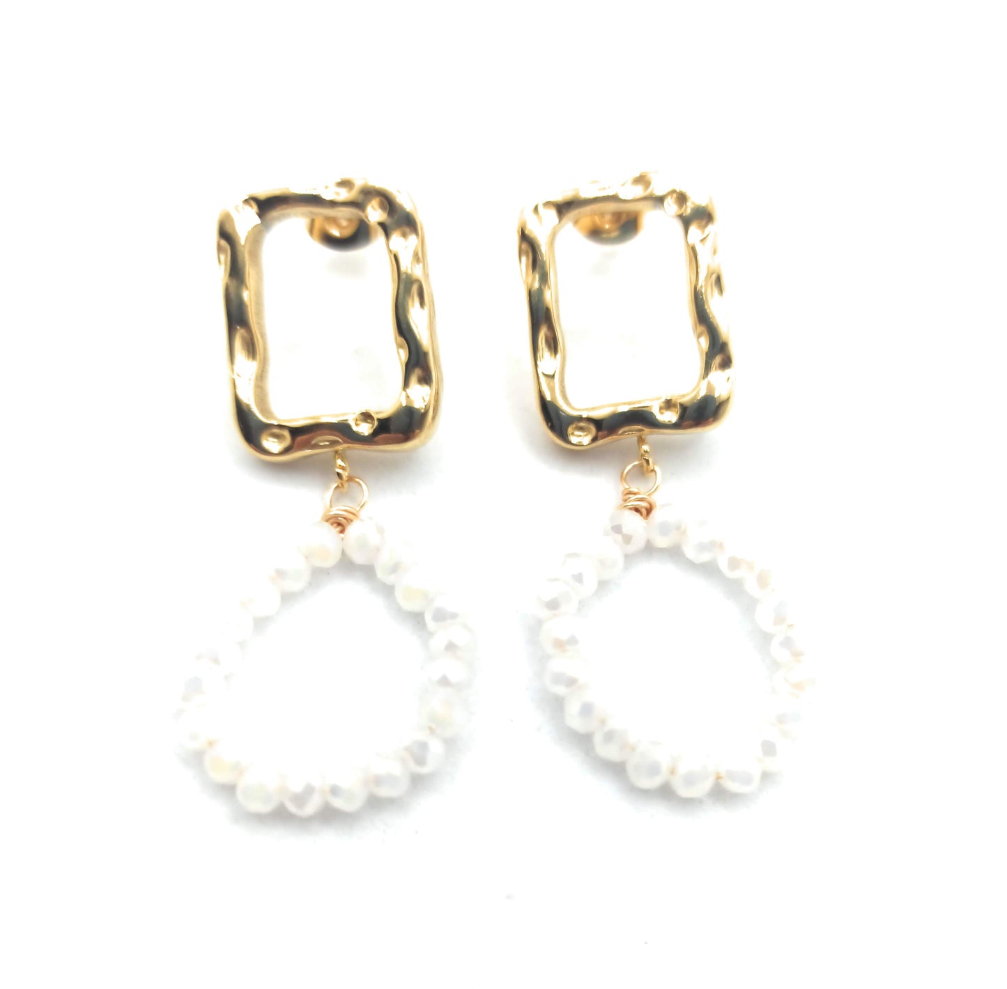 Pendientes Dorados Rectangulares · Colgante Aro Blanco