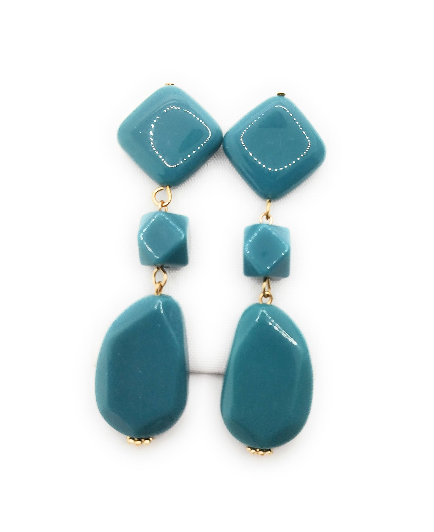 Pendientes largos y ligeros de flamenca · Azul petróleo