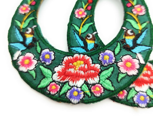 Pendientes Flamencas Bordadas Grandes de Aro · Verde (edición limitada)