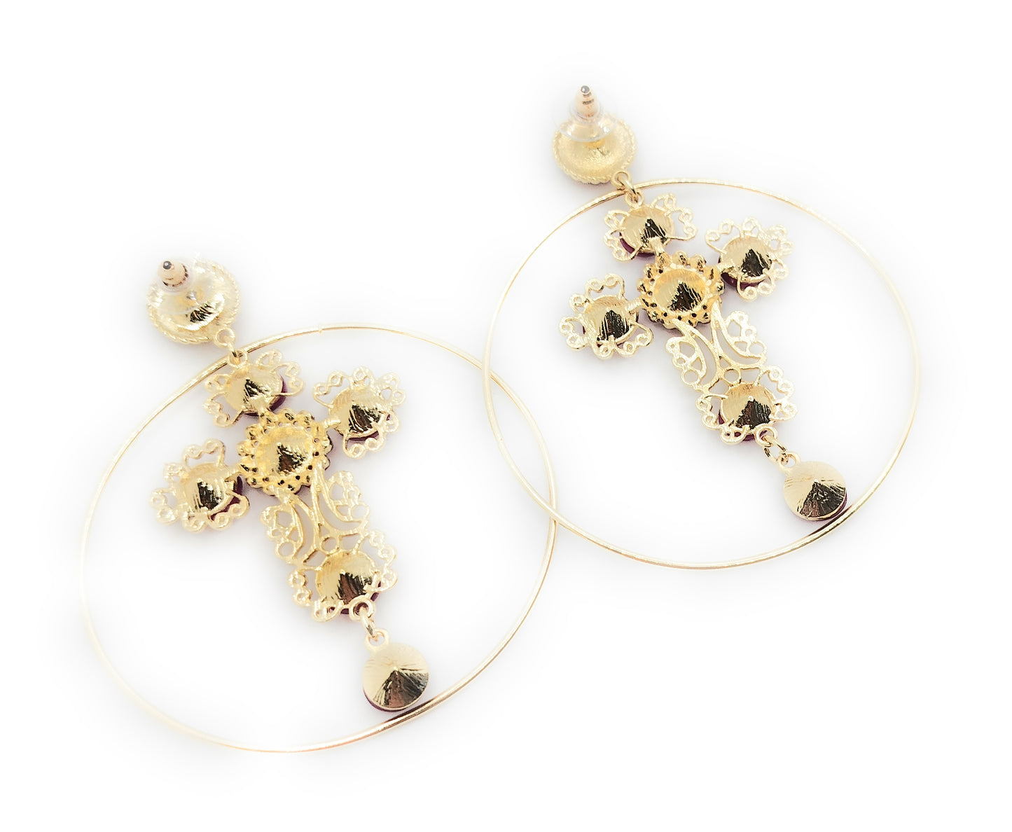 Pendientes Flamencas Doradas · Cruz Buganvilla (última unidad!)