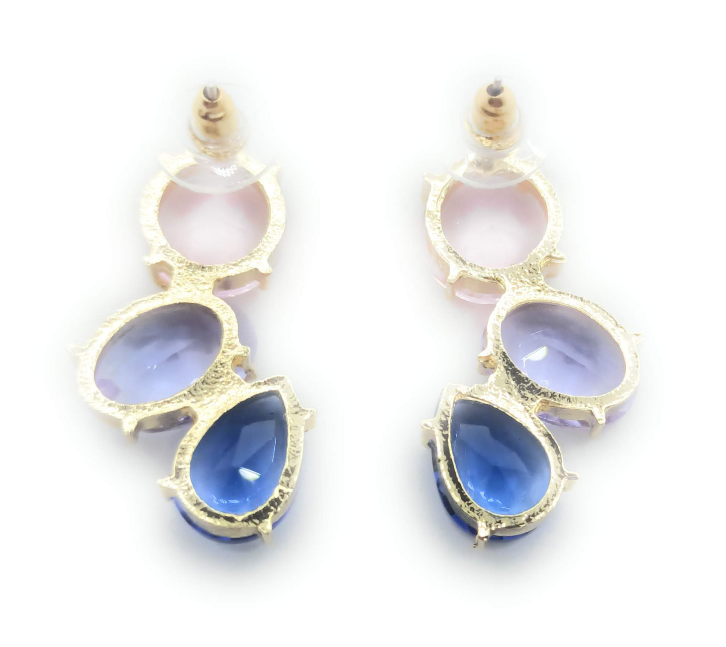 Pendientes Largos con Cristales de Colores · Rosa Lavanda Azul