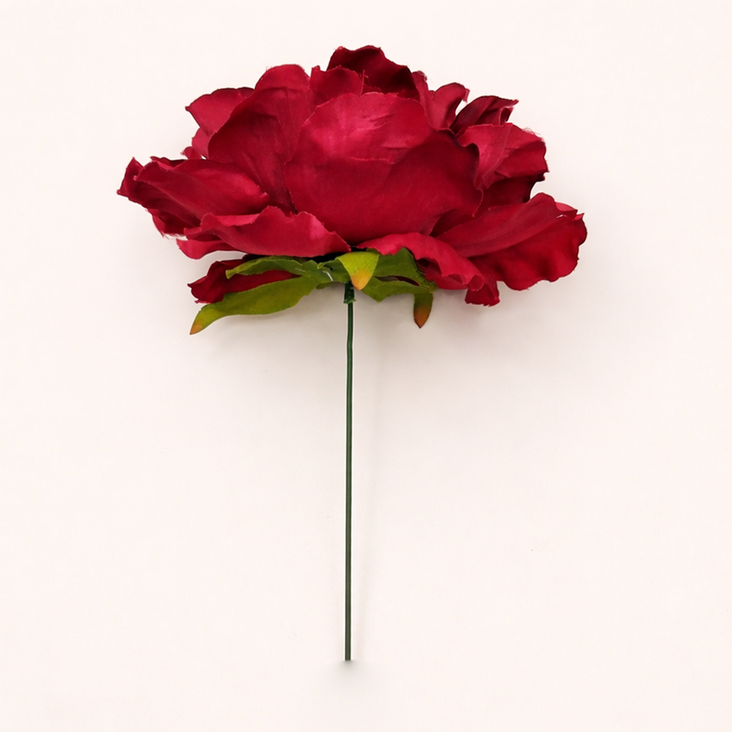Flor Flamenca Peonía Grande para Pelo · Burdeos Ø17 cm