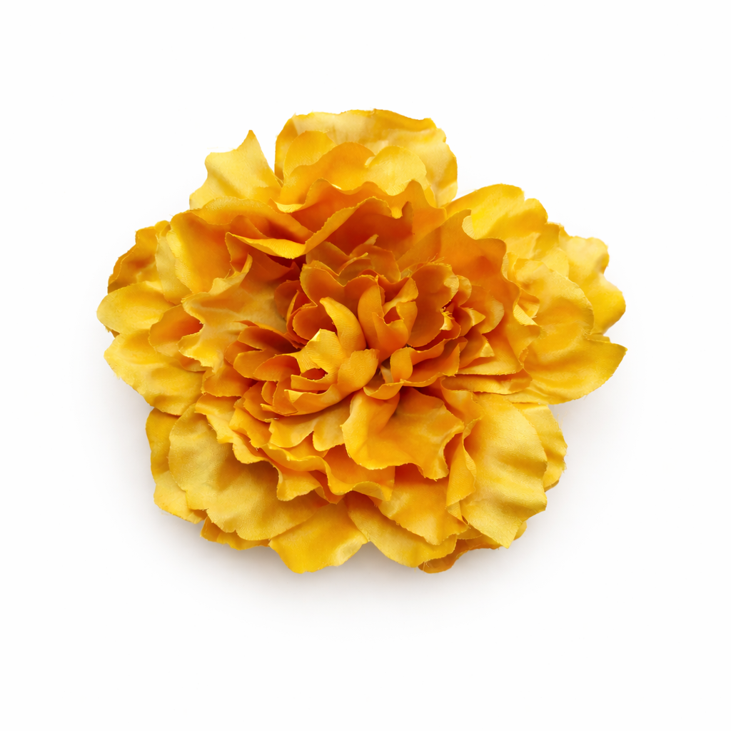 Flor Flamenca Peonía Grande para Pelo · Mostaza Ø17 cm