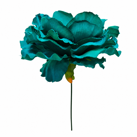 Flor Flamenca Peonía Grande para Pelo · Turquesa Ø17 cm
