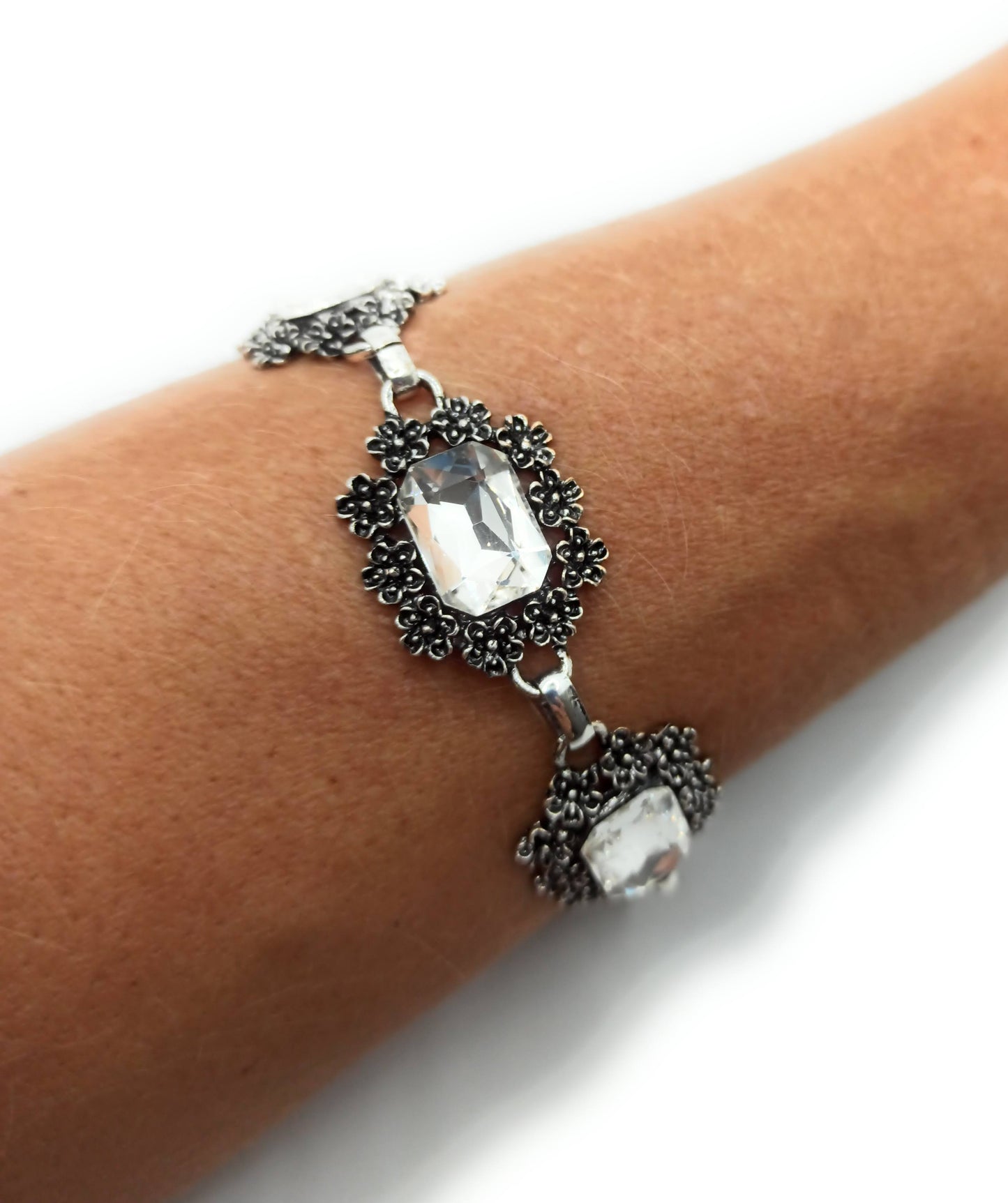 Pulsera Cristales · Blanco