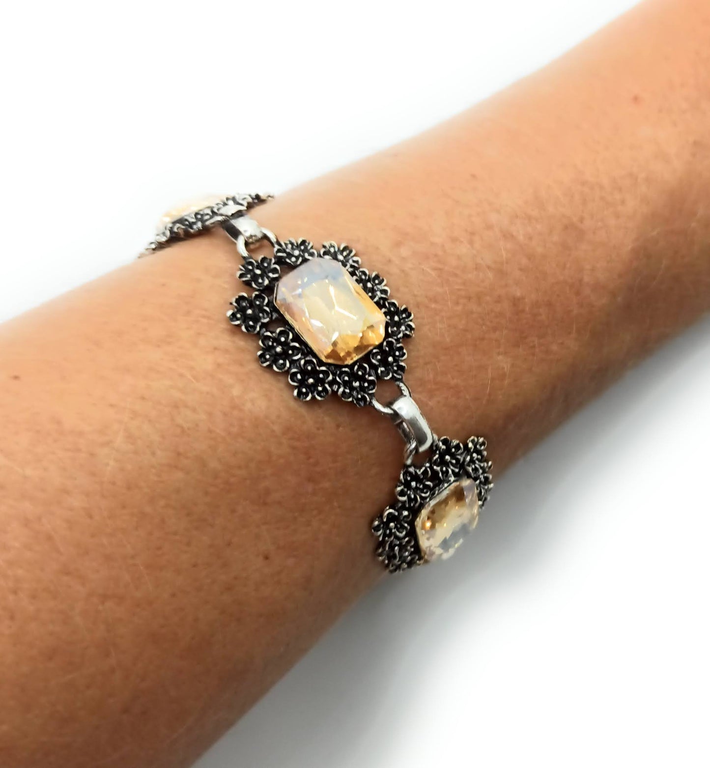 Pulsera Cristales · Marfil