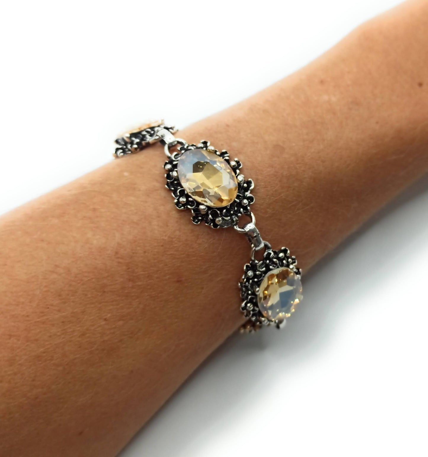Pulsera Cristales · Marfil