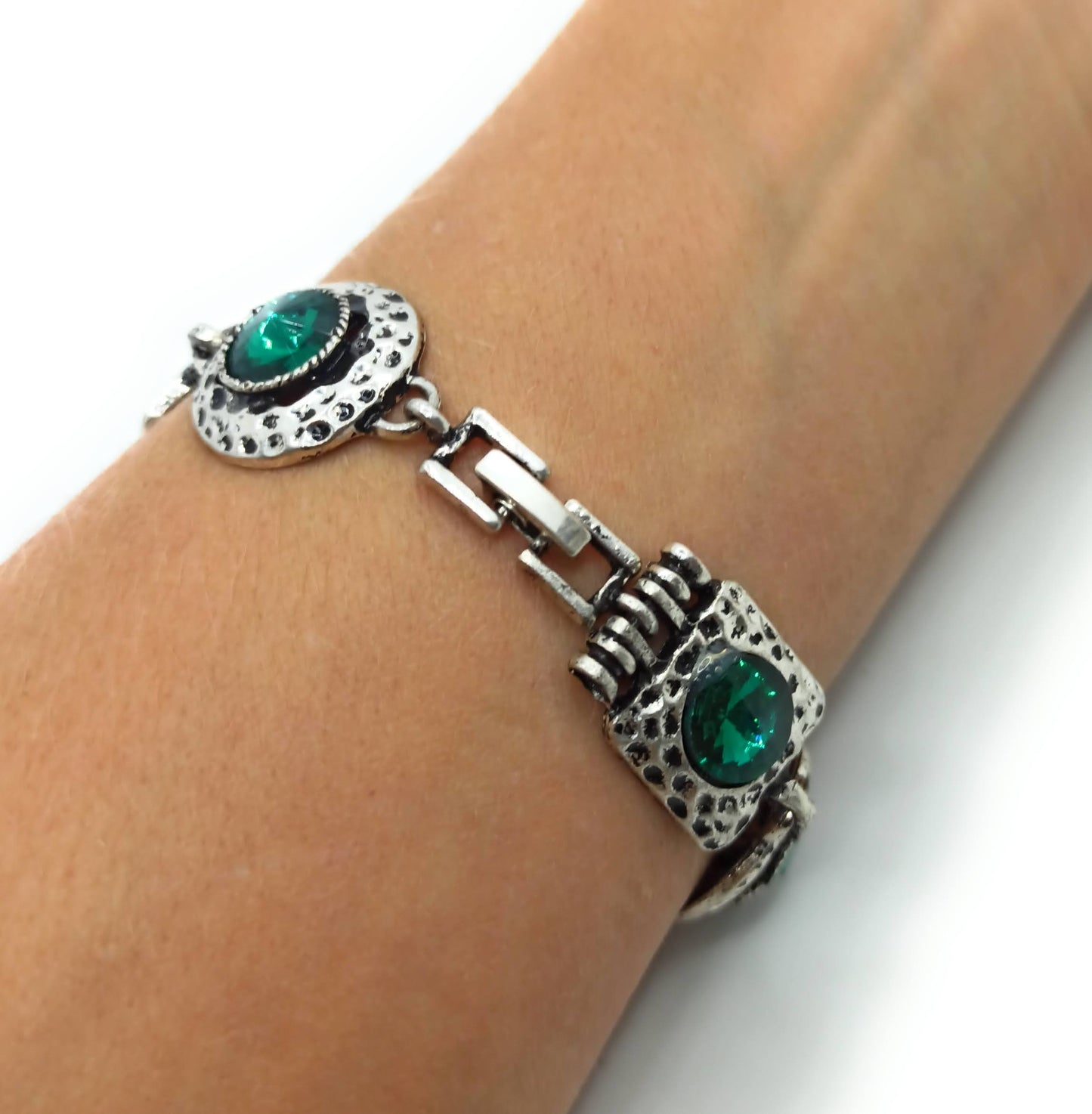 Pulsera Cristales · Verde Esmeralda