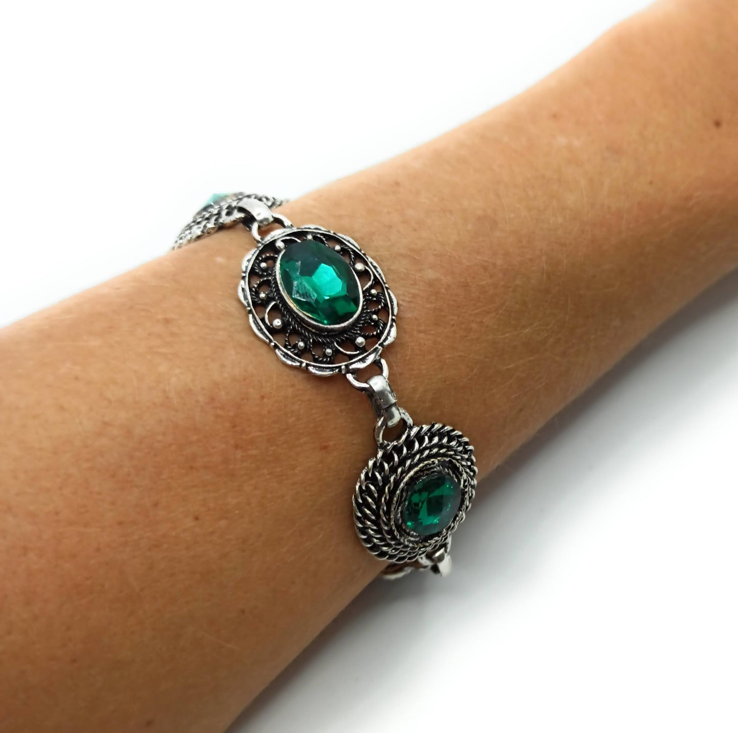 Pulsera Cristales · Verde Esmeralda