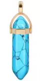 Péndulo Hexagonal de Piedra Semipreciosa Natural con Collar Corto Dorado · Turquesa (últimas unidades!)