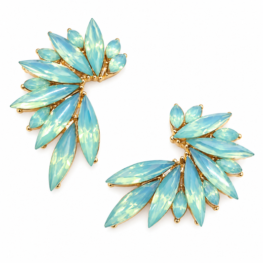 Boucles d'oreilles en cristal étincelant · Vert turquoise, Or