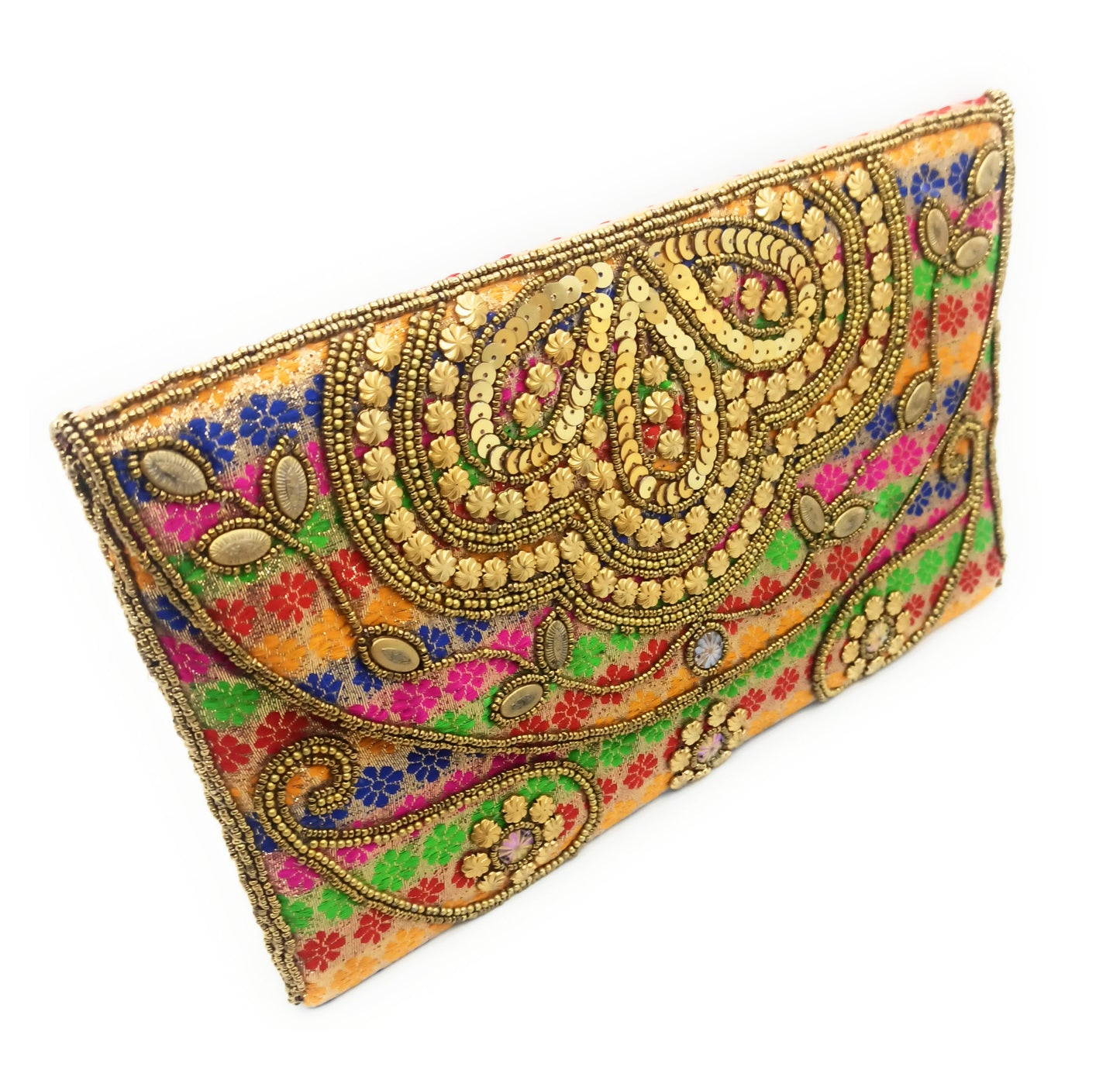 Cartera De Mano Grande · Artesanía bordada, Multicolor